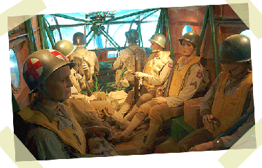 Glider Infantry inside a Waco glider at the US Airborne Mueseum, St Mere Eglise